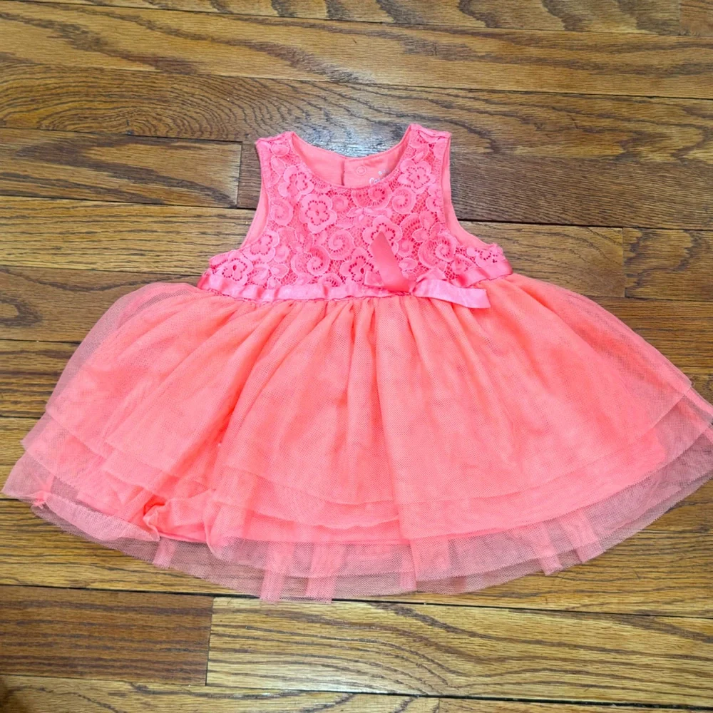 Baby Girl Lace Tulle Tutu Dress Coral Pink Size 6-9 months Cat & Jack